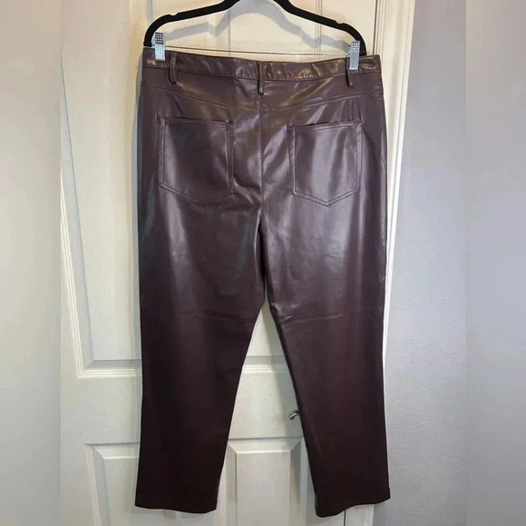 🤎”Calvin Klein” NWT Coffee Bean Faux Leather Pants Size 14 🤎 - Picture 2 of 14